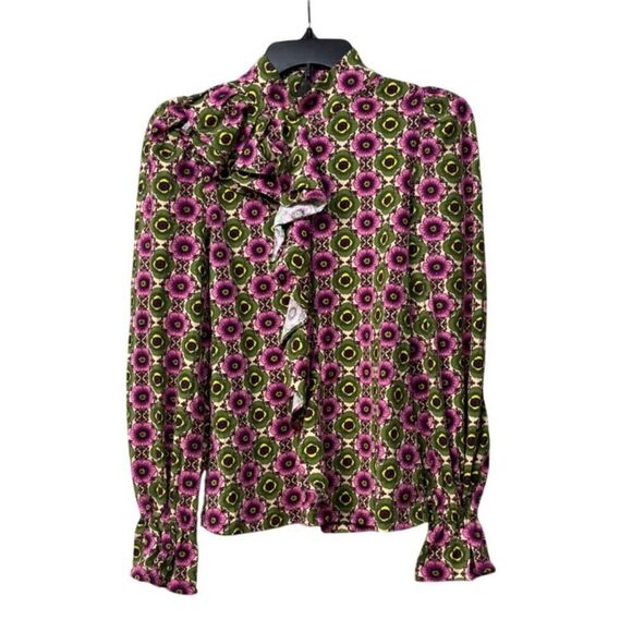 INC International Concepts Printed Ruffled Top, Bev Floral, Sz. S - Picture 5 of 12